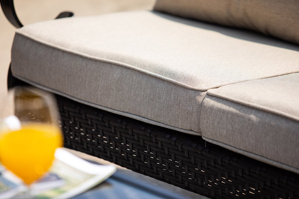 Five Piece Black and Beige Metal Sofa Seating Group With Table — view 3