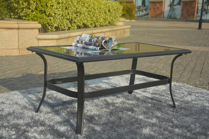 Five Piece Black and Beige Metal Sofa Seating Group With Table HomeRoots