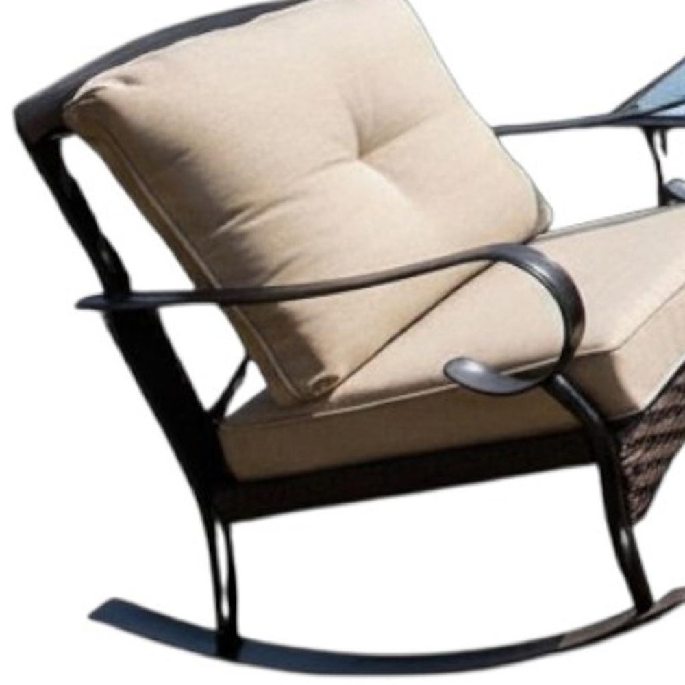 Five Piece Black and Beige Metal Sofa Seating Group With Table — view 4