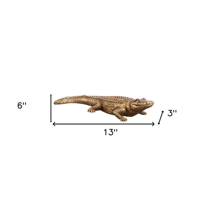 Golden Crocodile Brass Finish Sculpture HomeRoots