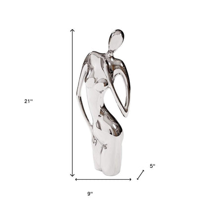 21" Nickel Glass Tabletop Sculpture HomeRoots