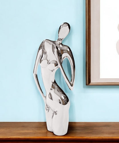21" Nickel Glass Tabletop Sculpture HomeRoots