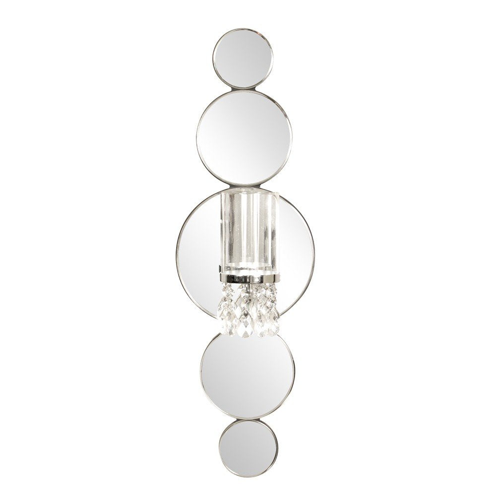 Silver and Clear Modern Bling Mirrored Wall Sconce — view 2