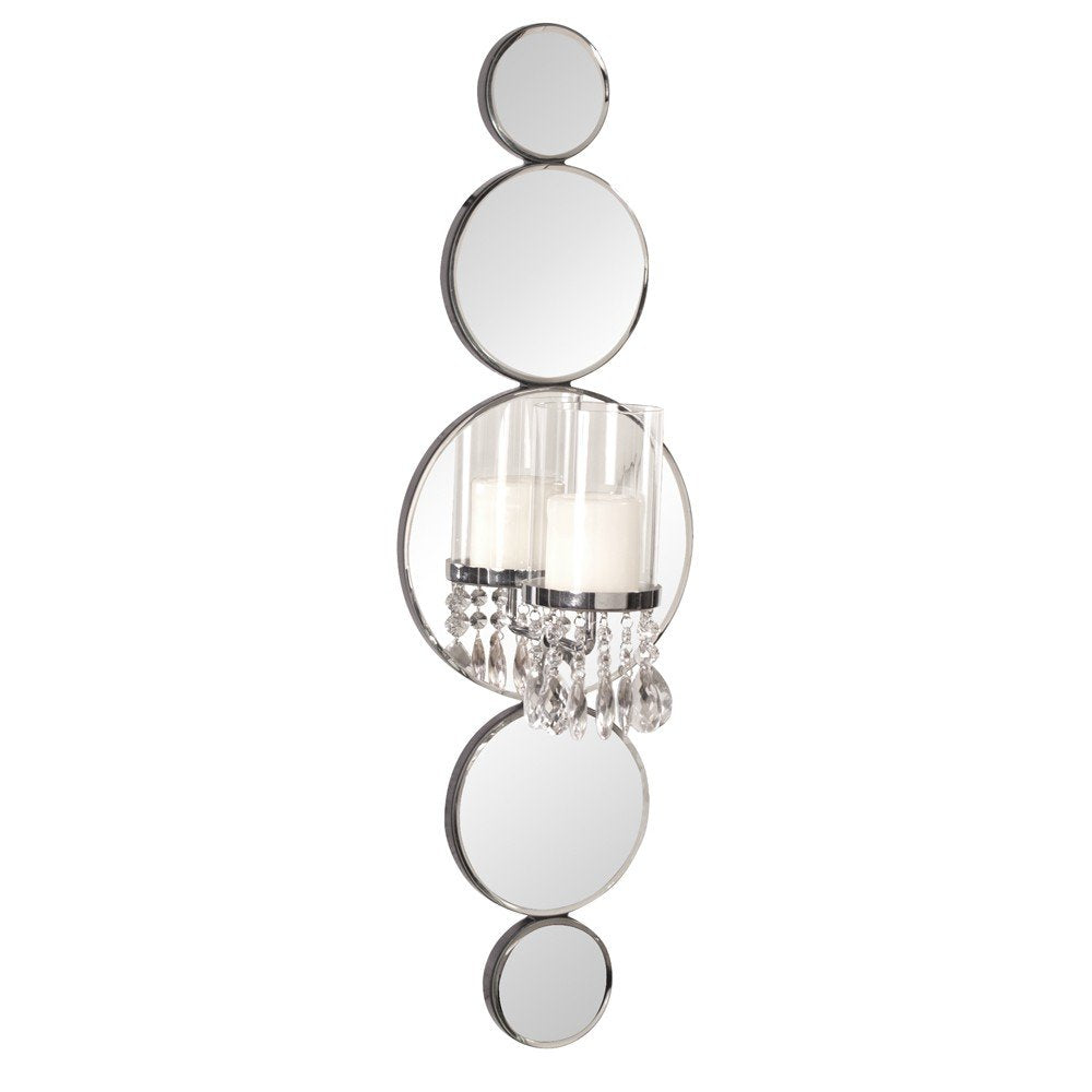 Silver and Clear Modern Bling Mirrored Wall Sconce — view 3