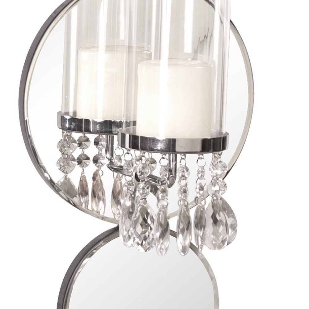 Silver and Clear Modern Bling Mirrored Wall Sconce — view 5