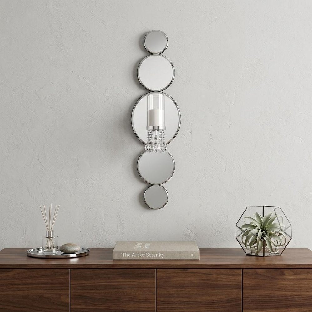 Silver and Clear Modern Bling Mirrored Wall Sconce — view 9