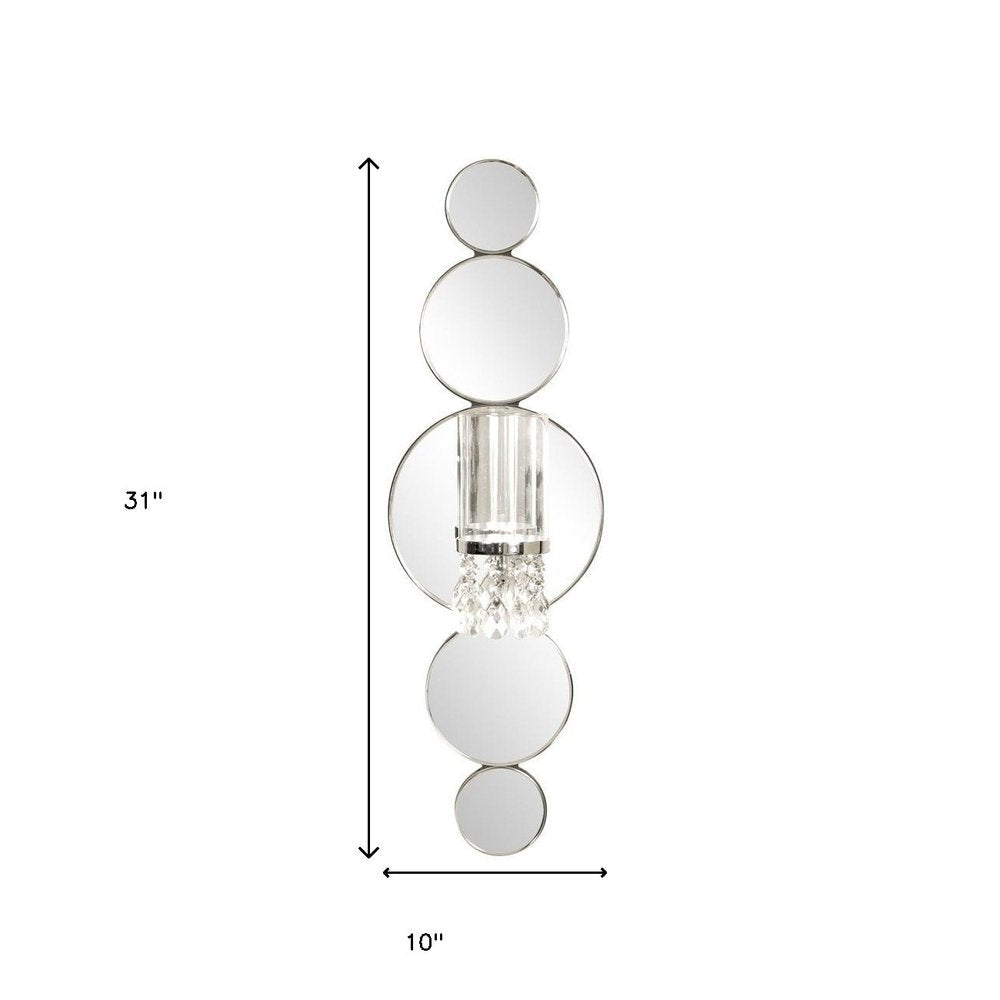 Silver and Clear Modern Bling Mirrored Wall Sconce — view 6