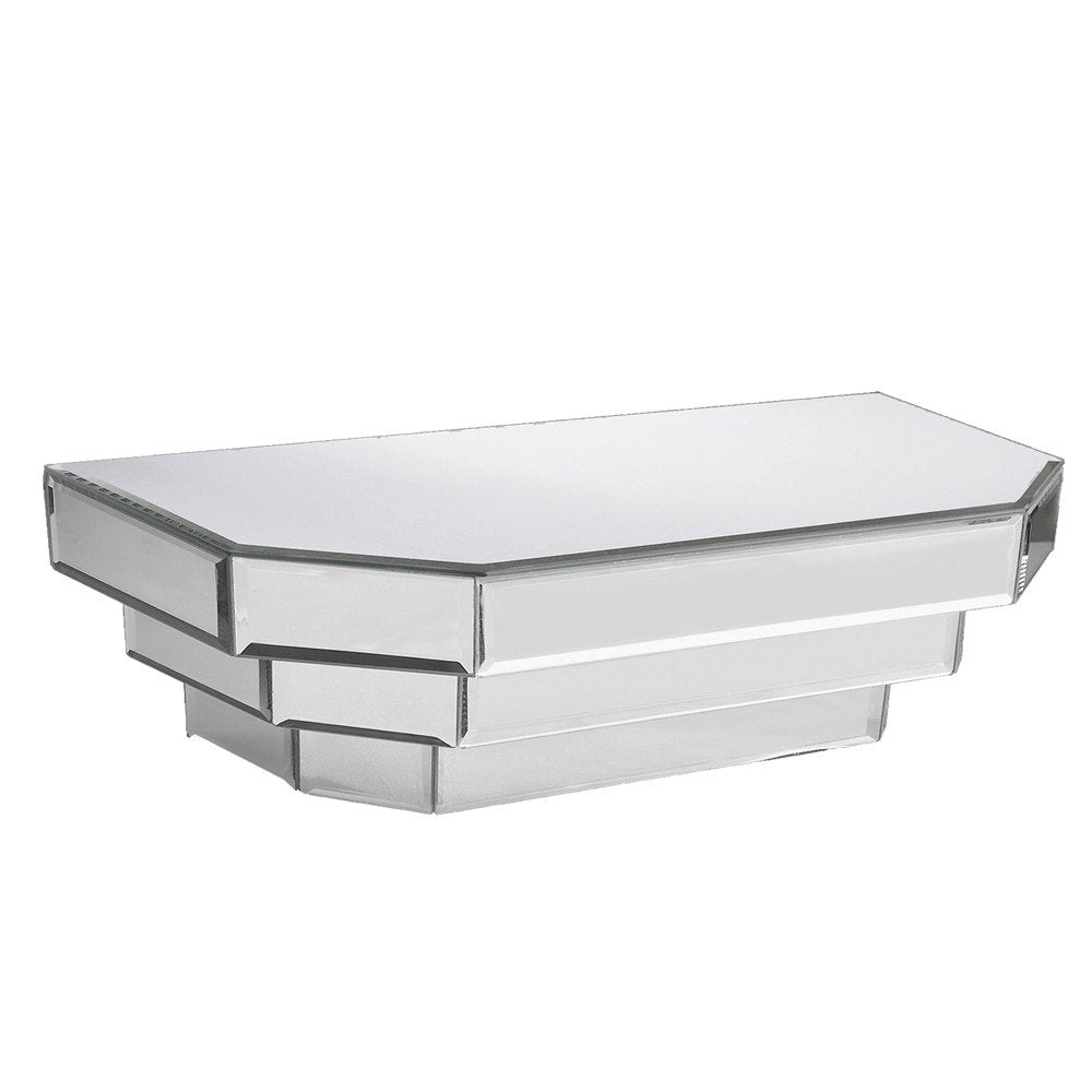16" Silver Mirrored Glass Hanging Dimensional Floating Shelf HomeRoots