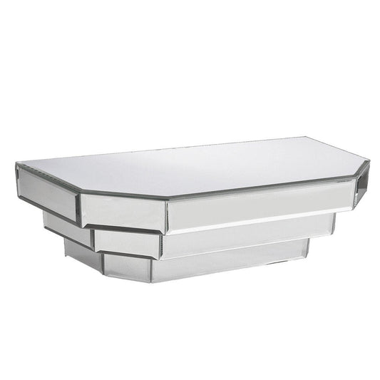 16" Silver Mirrored Glass Hanging Dimensional Floating Shelf HomeRoots