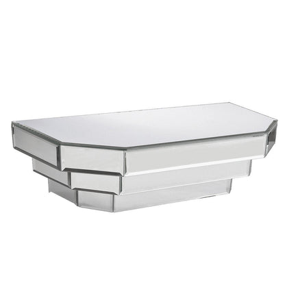 16" Silver Mirrored Glass Hanging Dimensional Floating Shelf HomeRoots