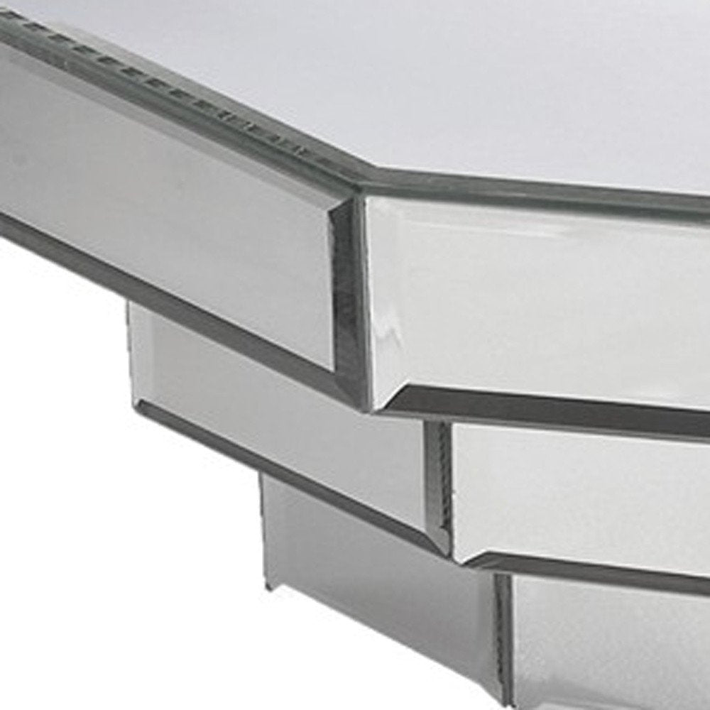 16" Silver Mirrored Glass Hanging Dimensional Floating Shelf HomeRoots