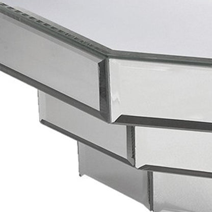 16" Silver Mirrored Glass Hanging Dimensional Floating Shelf HomeRoots