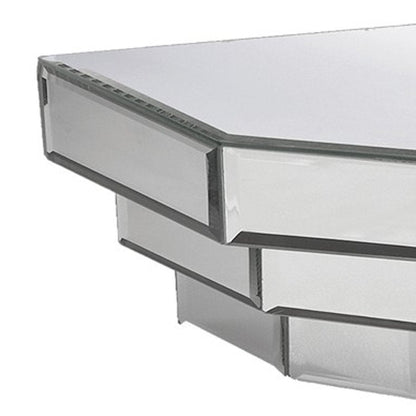 16" Silver Mirrored Glass Hanging Dimensional Floating Shelf HomeRoots