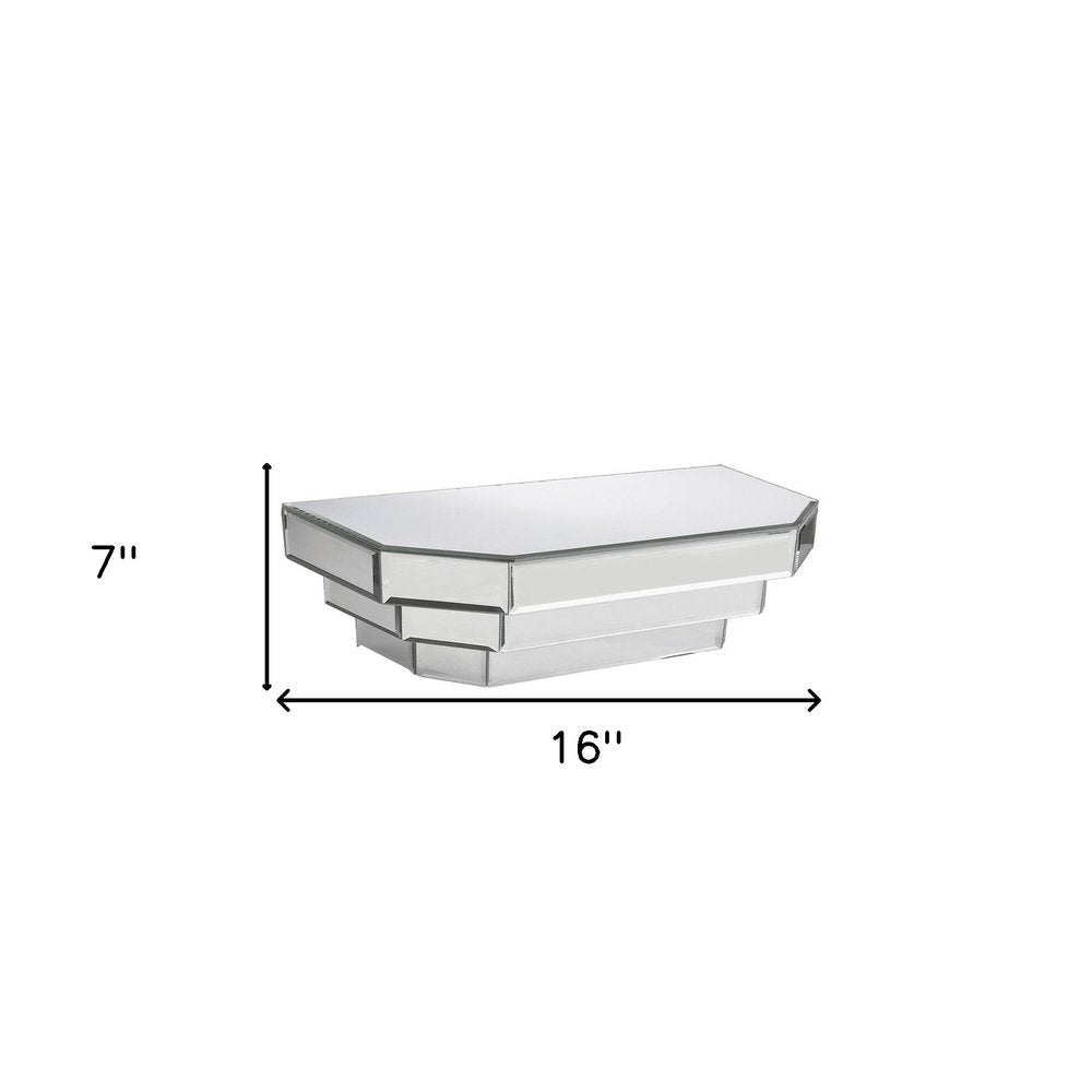 16" Silver Mirrored Glass Hanging Dimensional Floating Shelf HomeRoots