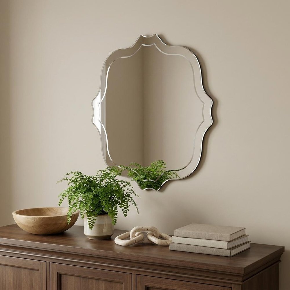 16" Gray Abstract Unframed Accent Mirror HomeRoots