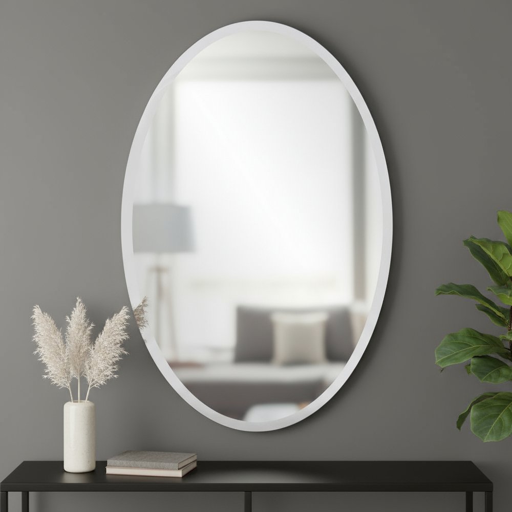 Oval Shaped Frameless Mirror HomeRoots