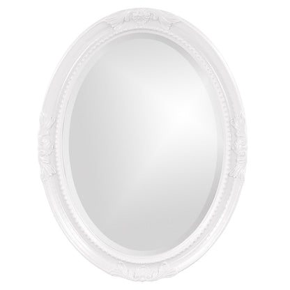 Oval Mirror In A Glossy White Wood Frame HomeRoots