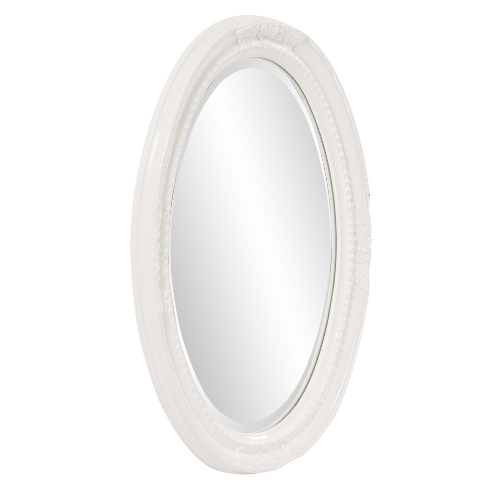 Oval Mirror In A Glossy White Wood Frame HomeRoots