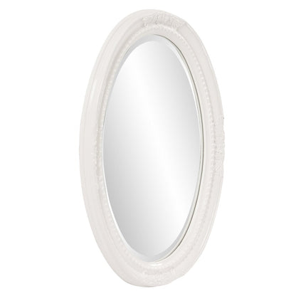 Oval Mirror In A Glossy White Wood Frame HomeRoots