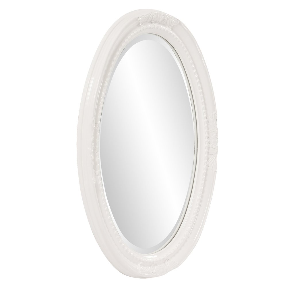 Oval Mirror In A Glossy White Wood Frame — view 3