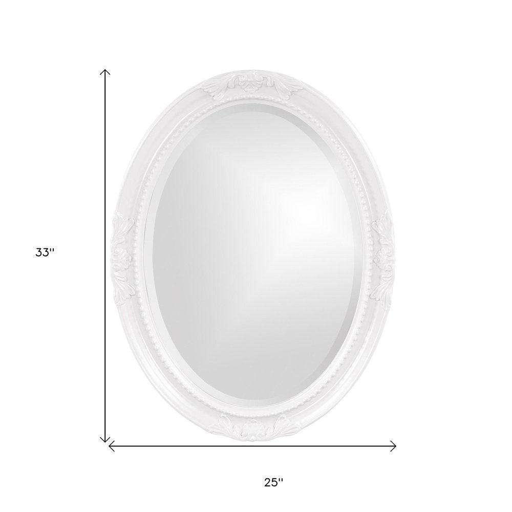 Oval Mirror In A Glossy White Wood Frame HomeRoots