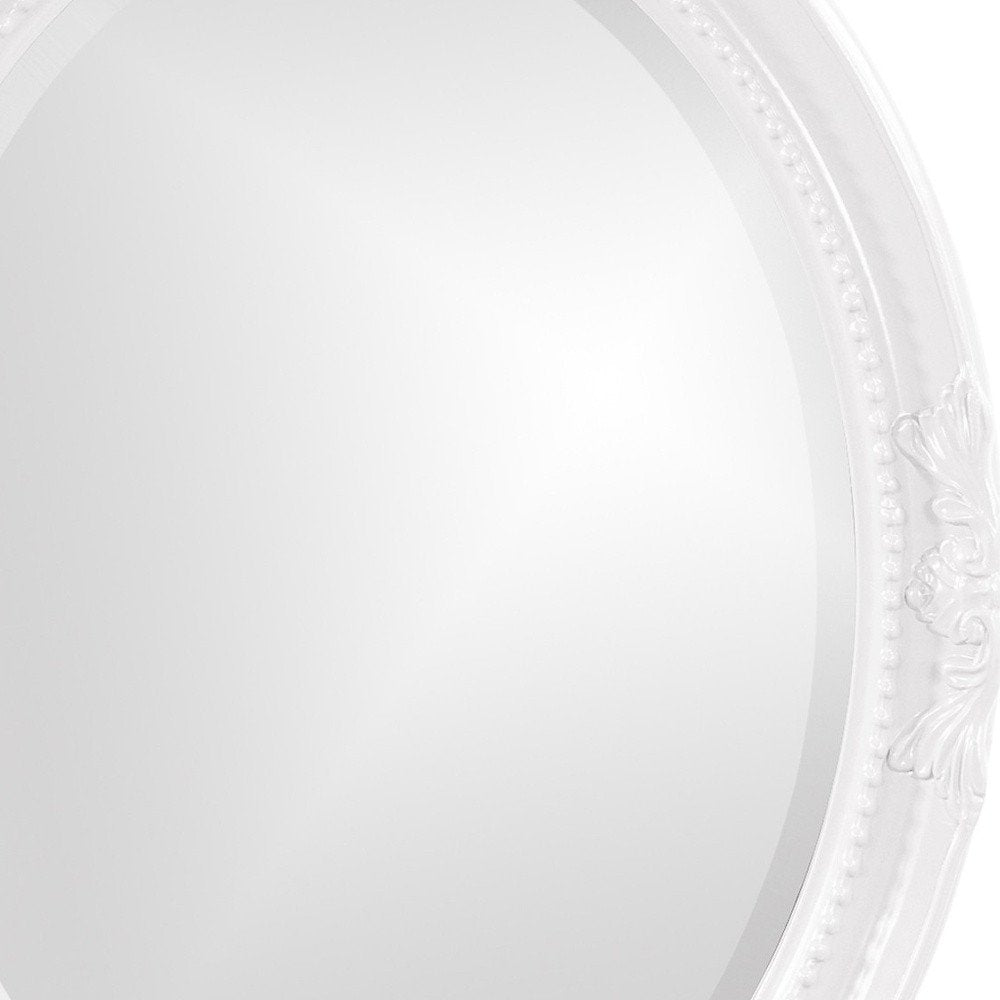 Oval Mirror In A Glossy White Wood Frame HomeRoots