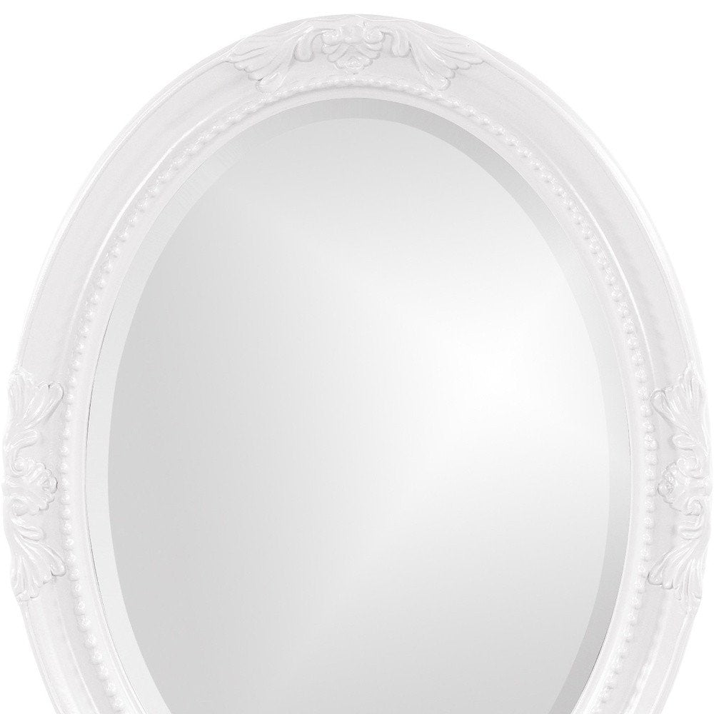 Oval Mirror In A Glossy White Wood Frame HomeRoots
