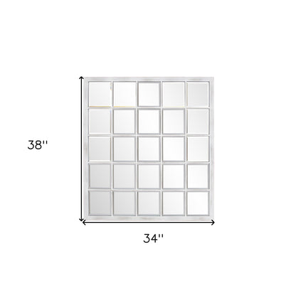 Rectangular Whitewash Window Pane Tile Mirror