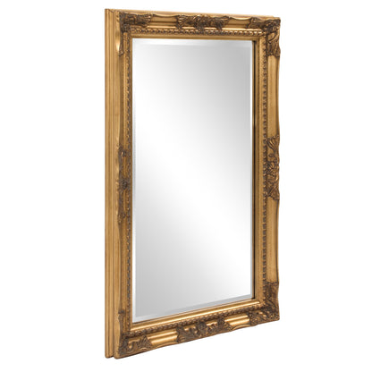 Rectangular Antiqued Gold Wood Frame Mirror