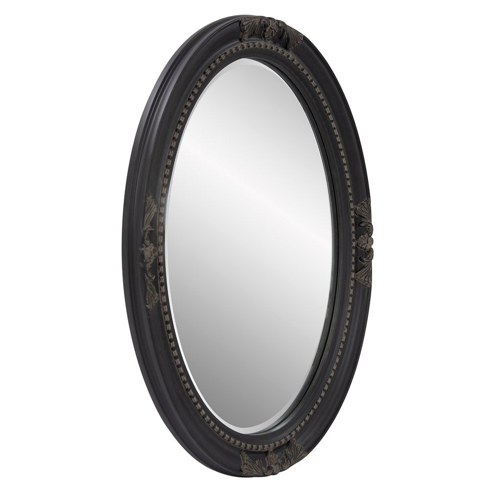 33" Black Ornate Oval Wood Framed Accent Mirror — view 3