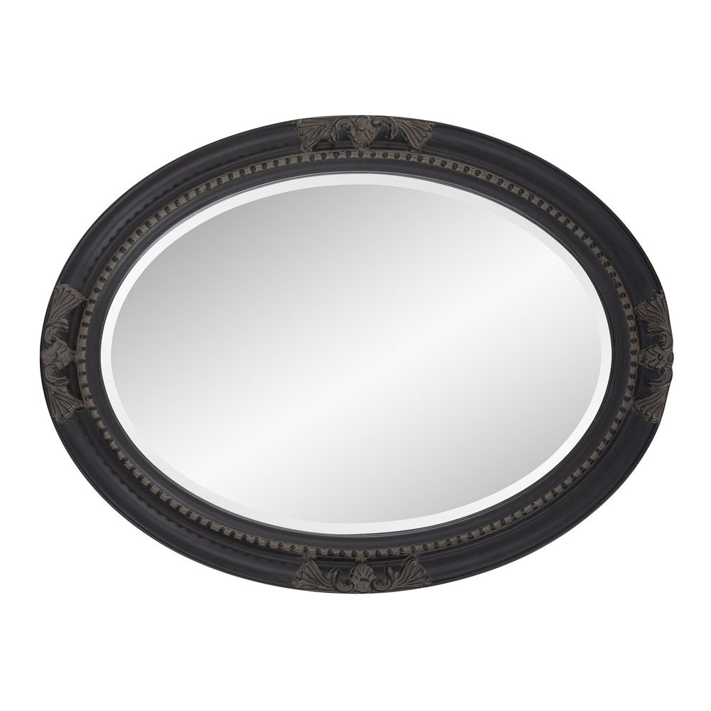 33" Black Ornate Oval Wood Framed Accent Mirror — view 4