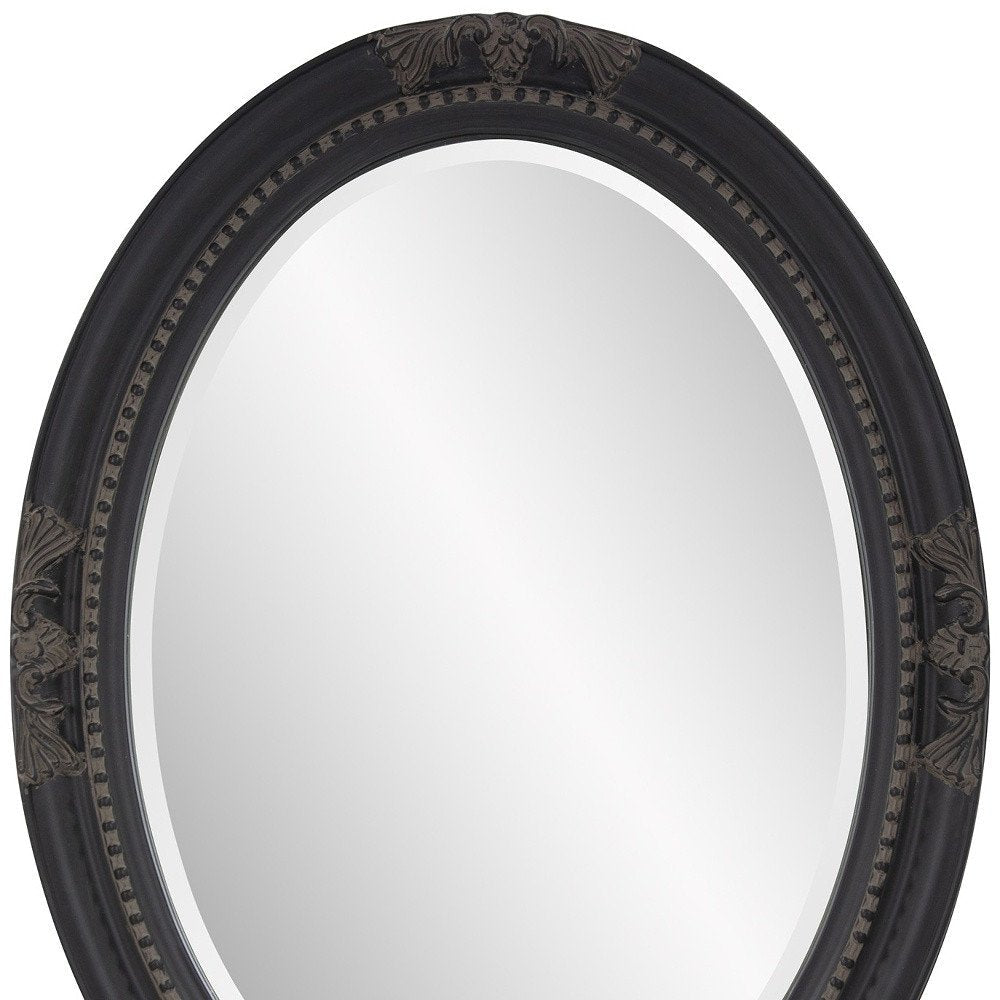 33" Black Ornate Oval Wood Framed Accent Mirror — view 8