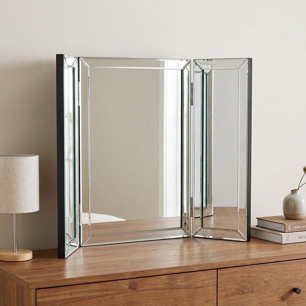 21" Gray Freestanding Framed Makeup Shaving Tabletop Mirror HomeRoots