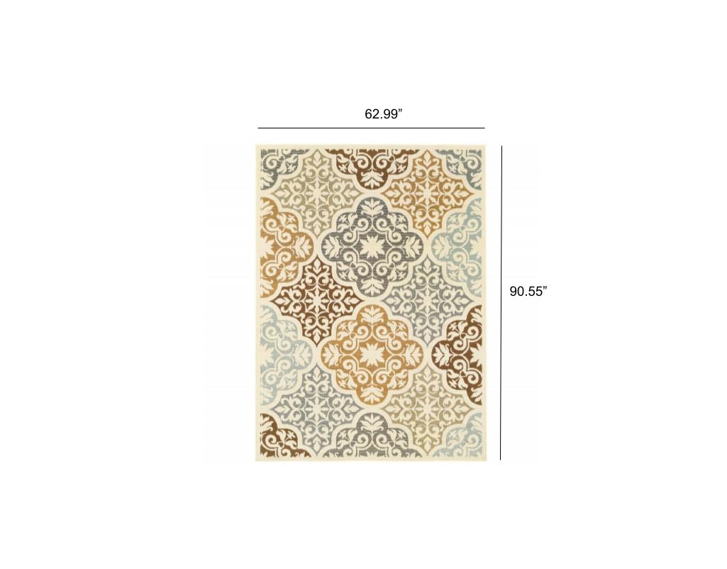 Gray and Ivory Moroccan Indoor Outdoor Area Rug