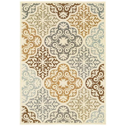 Gray and Ivory Moroccan Indoor Outdoor Area Rug - FurniFindUSA