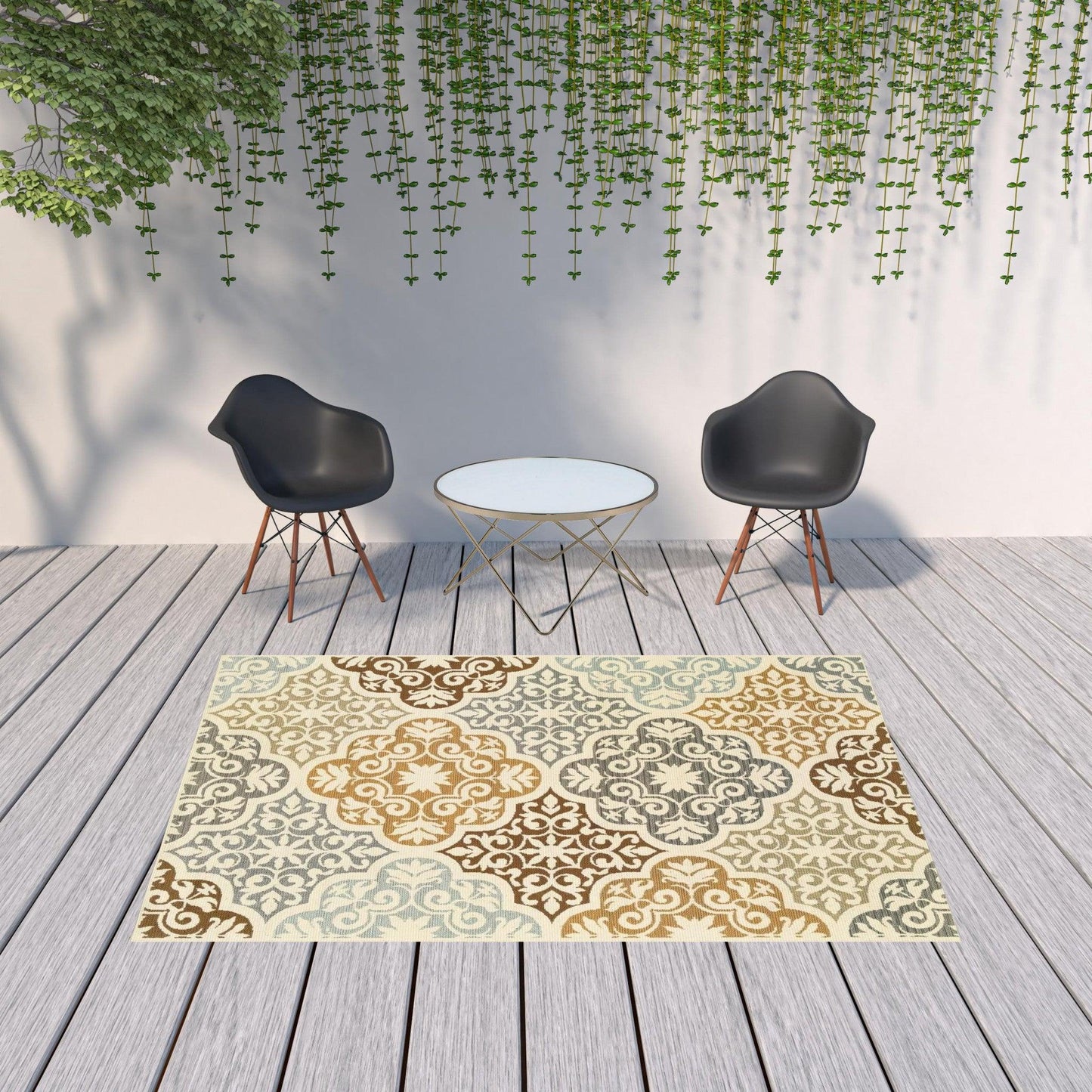 Gray and Ivory Moroccan Indoor Outdoor Area Rug - FurniFindUSA