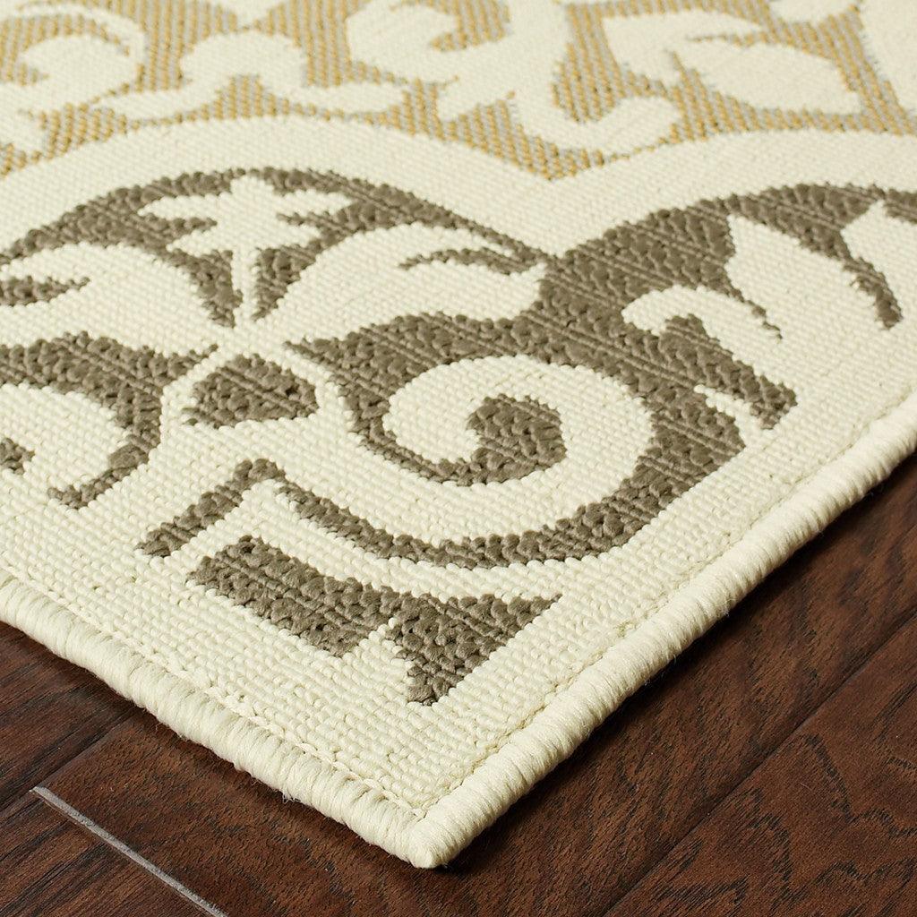 Gray and Ivory Moroccan Indoor Outdoor Area Rug - FurniFindUSA