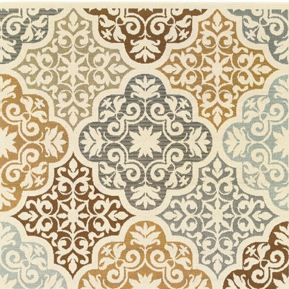 Gray and Ivory Moroccan Indoor Outdoor Area Rug