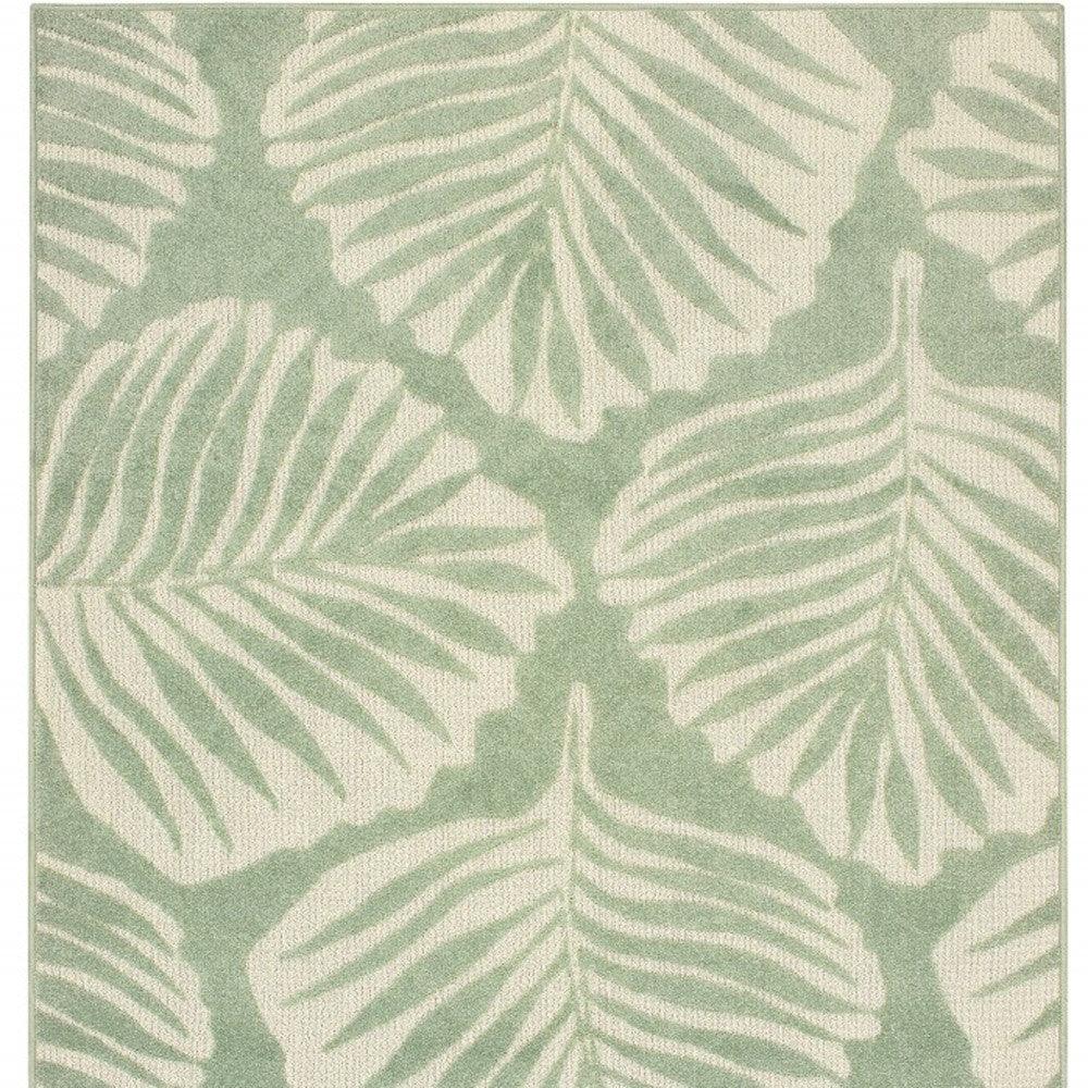 Green and Ivory Floral Indoor Outdoor Area Rug - FurniFindUSA