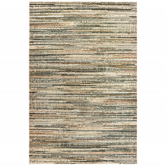 6' X 9' Ivory Sage Abtract Lines Indoor Area Rug - 78.74" (H) x 114.17" (W) x 0.39" (D)