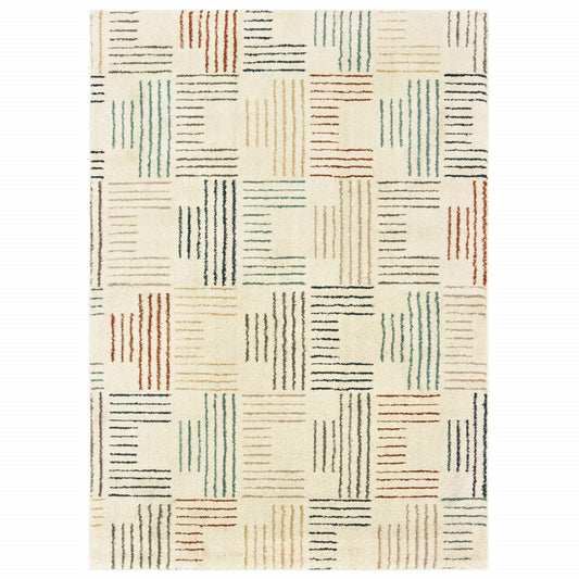 6' X 9' Ivory Multi Neutral Tone Scratch Indoor Area Rug - 78.74" (H) x 110.24" (W) x 0.39" (D)