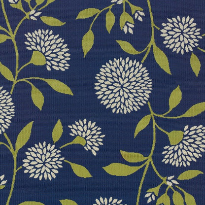 Blue and Green Floral Indoor Outdoor Area Rug - 1" (L) x 129" (W) x 94" (H)