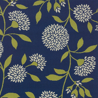 Blue and Green Floral Indoor Outdoor Area Rug - 1" (L) x 155" (W) x 101" (H)