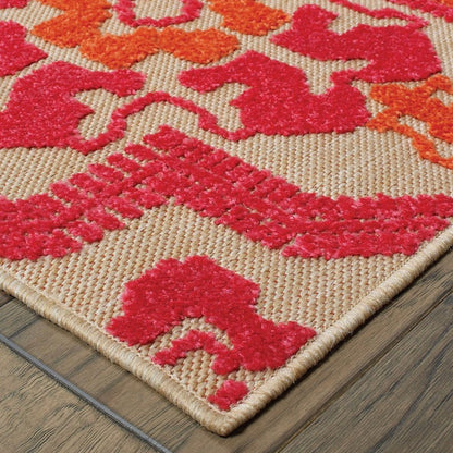 8' Pink And Orange Moroccan Indoor Outdoor Area Rug HomeRoots