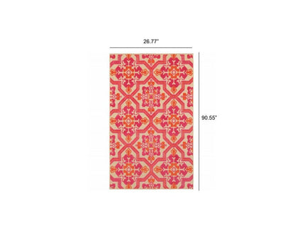 8' Pink And Orange Moroccan Indoor Outdoor Area Rug HomeRoots