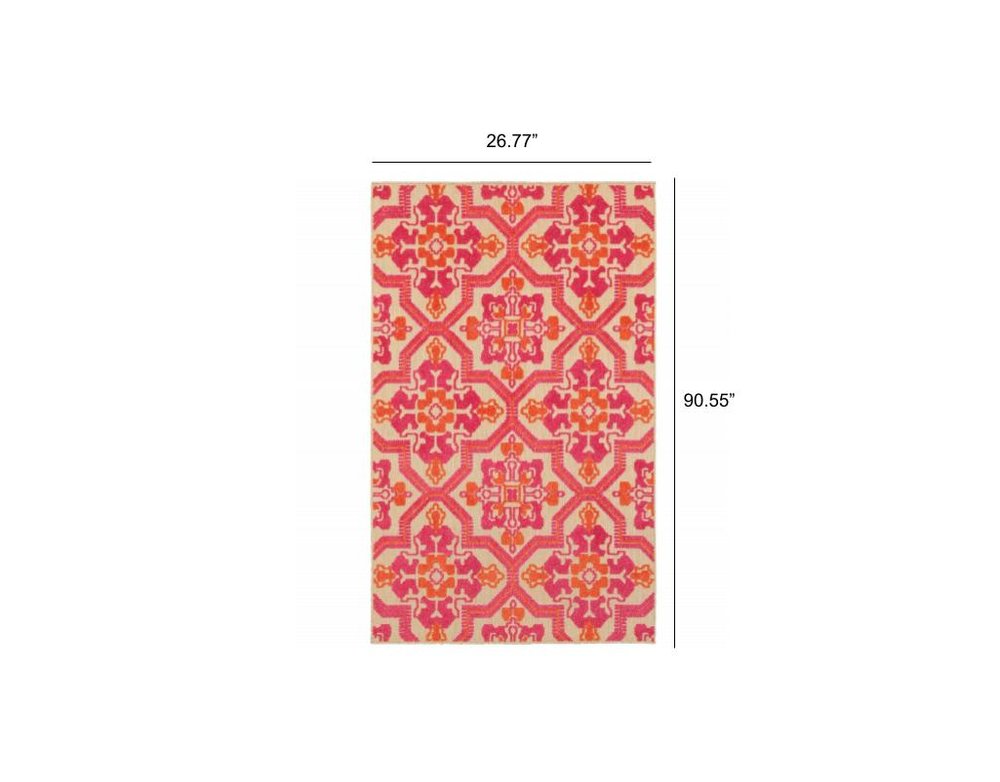 8' Pink And Orange Moroccan Indoor Outdoor Area Rug HomeRoots