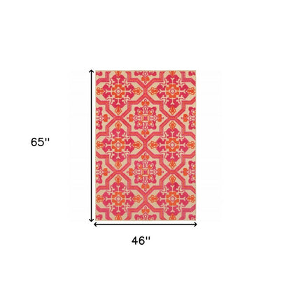 8' Pink And Orange Moroccan Indoor Outdoor Area Rug HomeRoots