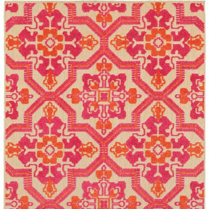 8' Pink And Orange Moroccan Indoor Outdoor Area Rug HomeRoots