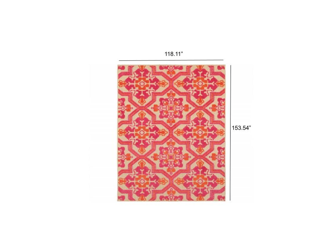 8' Pink And Orange Moroccan Indoor Outdoor Area Rug HomeRoots