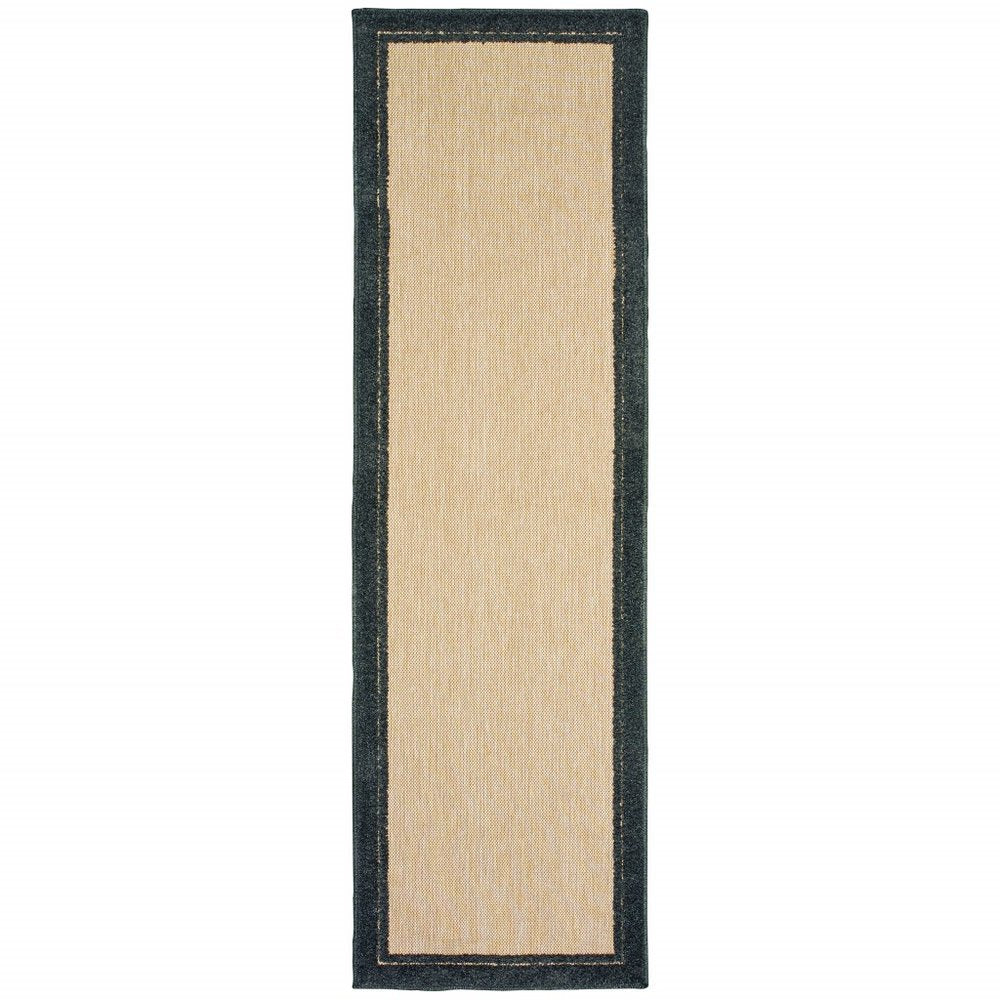 8' Beige And Black Indoor Outdoor Area Rug — view 1